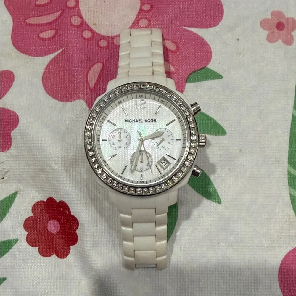 Michael Kors white Watch with Crystal Bezel
